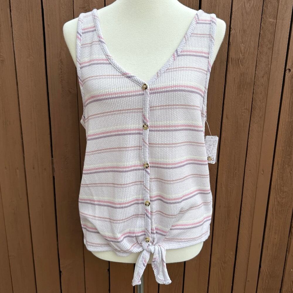 Mudd | NWT Size XL Lilac Mauve Stripe Tank with Tie Bottom